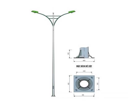 Cột đèn cao áp tròn côn 2 bóng PT kép