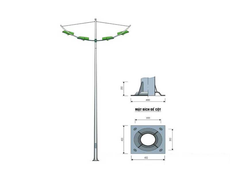 Cột đèn cao áp cánh buồm kép 4 bóng