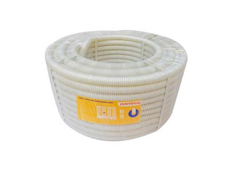 Ống luồn dây điện dạng xoắn HDPE Nanoco (Màu trắng)