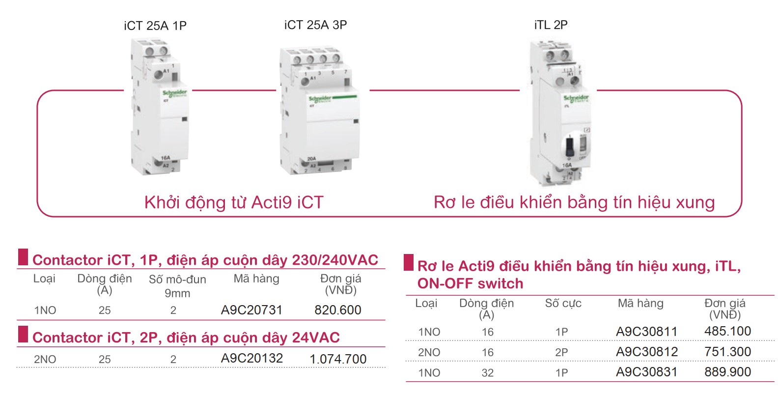 Khởi động từ và rơ le điều khiển Acti9 by Schneider Electric